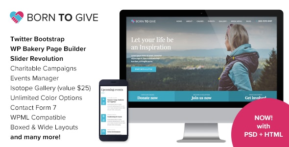BORN TO GIVE V2.9.1 – CHARITY CROWDFUNDING RESPONSIVE WORDPRESS THEME