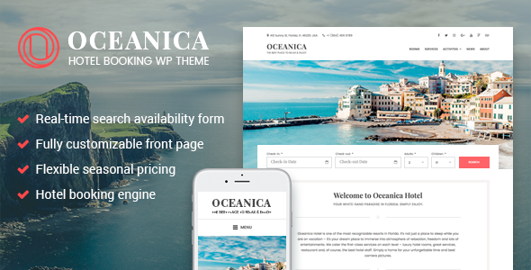 Download Free Oceanica v1.5.1 – Hotel Booking WordPress Theme