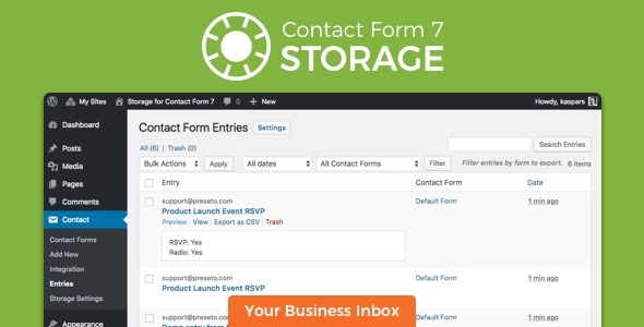 Download Free Storage for Contact Form CF7 v2.0