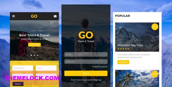 GO V1.0 – TOURS & TRAVEL MOBILE TEMPLATE