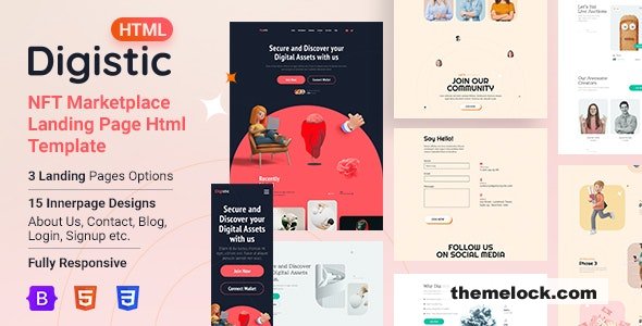 Digistic v1.0 – NFT Marketplace Landing Page Html Template