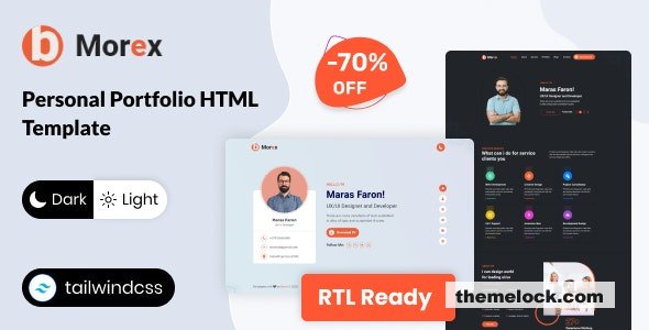 Morex – Tailwind CSS Personal Portfolio Template + RTL