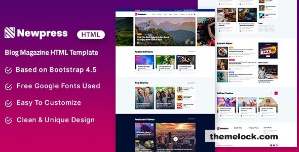 Newpress – Blog Magazine HTML Template