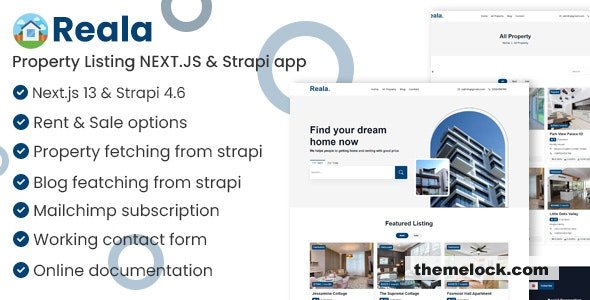 Reala – Property Listing NEXT.JS, Strapi app