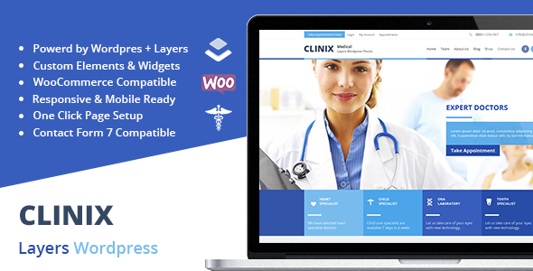 Download Free Clinix Medical v1.2.1 – Layers Woocommerce WordPress Theme