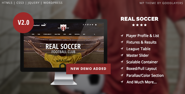 Download Free Real Soccer v2.20 – Sport Clubs Responsive WP Theme