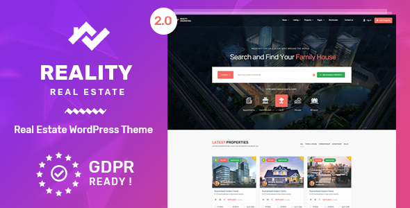 Download Free Reality v2.1.0 – Real Estate WordPress Theme