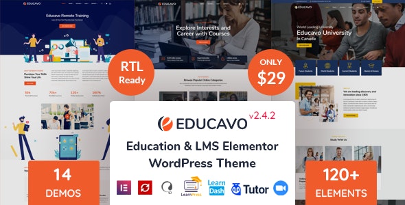 EDUCAVO V2.8.2 – ONLINE COURSES & EDUCATION WORDPRESS THEME