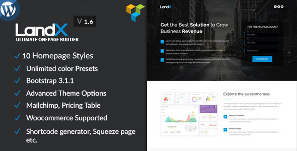 Download Free LandX v1.6.3 – Multipurpose WordPress Landing Page