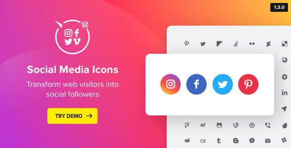 Download Free WordPress Social Media Icons v1.3.0 – Social Icons Plugin
