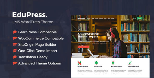 Download Free EduPress v1.1 – Responsive LMS, University Education Theme