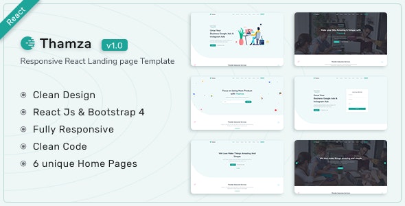 THAMZA V1.0 – REACT JS LANDING PAGE TEMPLATE