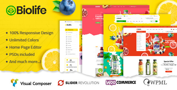 Download Free Biolife v1.0.5 – Organic Food WordPress Theme