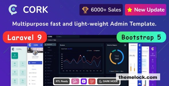 Cork v3.8.0 – Bootstrap 5 Admin & Laravel 9 Dashboard Template