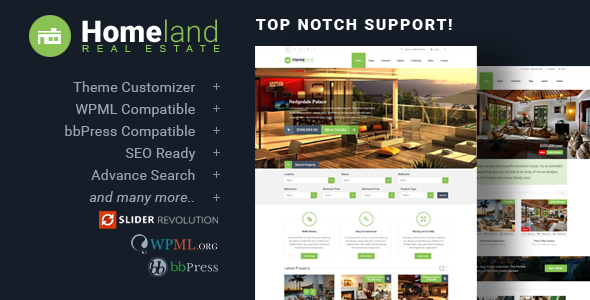 Download Free Homeland v3.2.2 – Responsive Real Estate Theme for WordPress