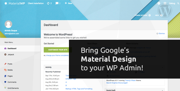 Download Free Material WP v0.0.52 – Material Design Dashboard Theme