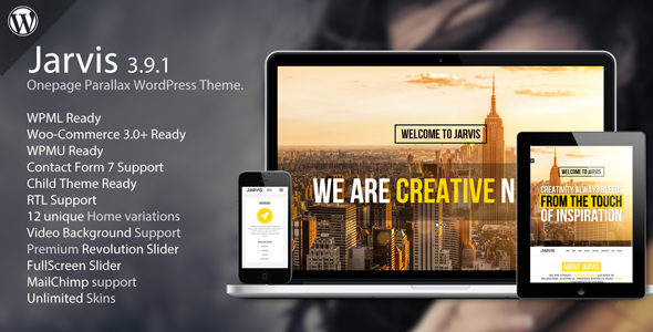 Download Free Jarvis v3.9.1 – Onepage Parallax WordPress Theme