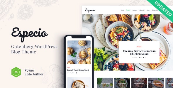 [Free Download] Especio v1.0 – Personal Gutenberg Food Blog WordPress Theme