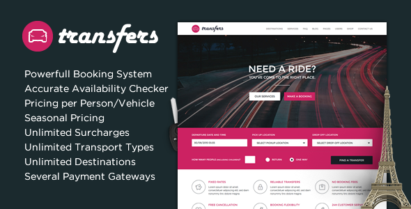 Download Free Transfers v1.20 – Transport and Car Hire WordPress Theme