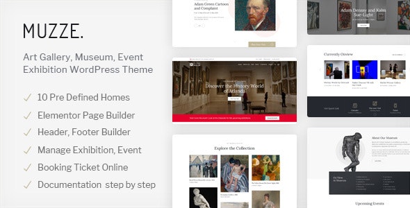 Muzze v1.5.2 – Museum Art Gallery Exhibition WordPress Theme