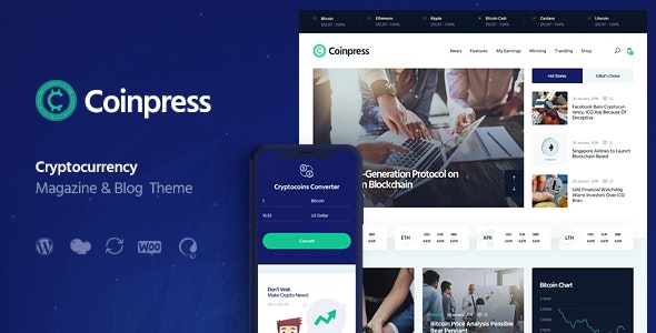 Coinpress v1.0.8 – ICO Cryptocurrency Magazine & Blog WordPress Theme