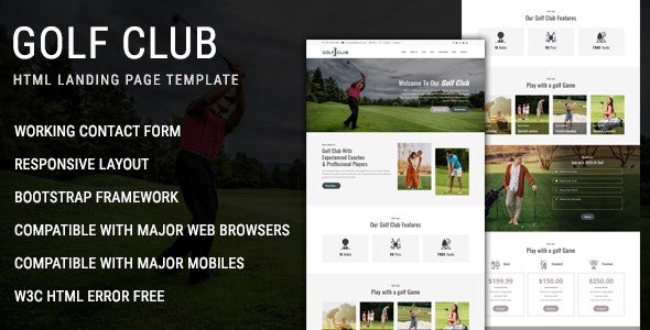 GOLF CLUB V1.0 – MULTIPURPOSE RESPONSIVE HTML LANDING PAGE TEMPLATE