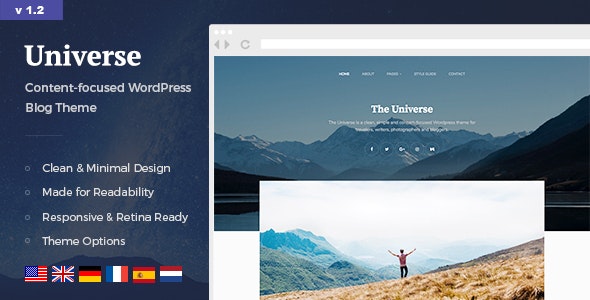 [ Free Download ]Universe v1.2.1 – Clean & Minimal WordPress Blog Theme