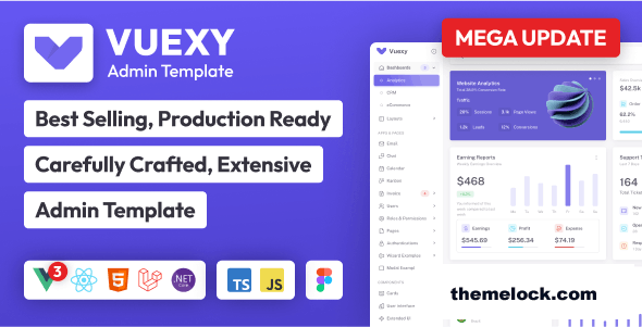 Vuexy v9.4.2 – Vuejs, React – Next.js, HTML, Laravel & Asp.Net Admin Dashboard Template