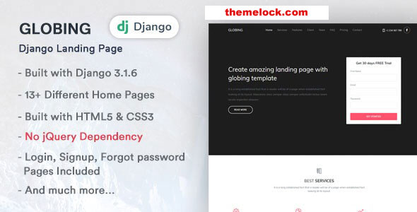 GLOBING V1.0 – DJANGO LANDING PAGE TEMPLATE