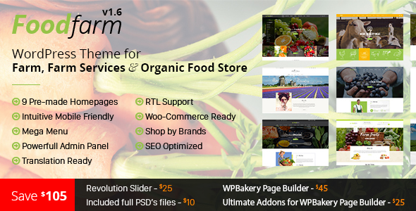 Download Free FoodFarm v1.7.8 – WordPress Theme for Farm