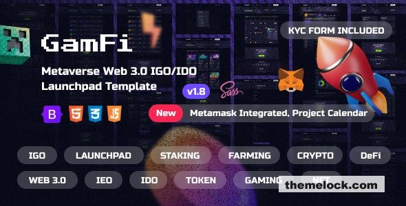 GamFi v1.8 – Metaverse Web3 IGO Launchpad HTML5 Template