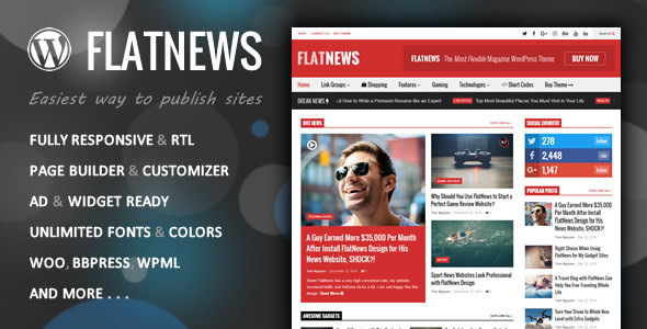 Download Free FlatNews v3.8 – Responsive Magazine WordPress Theme