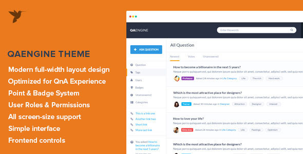 Download Free QAEngine v2.0.12 – Question and Answer WordPress Theme