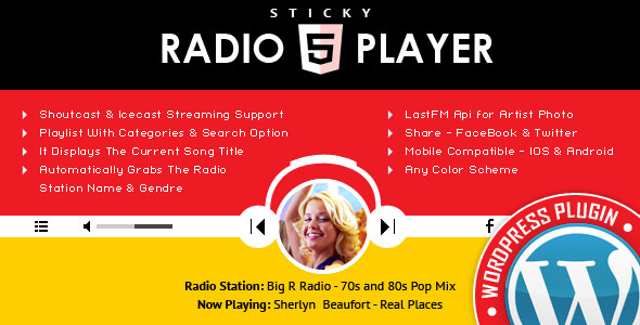 Download Free Sticky Radio Player WordPress Plugin v1.5.0.1