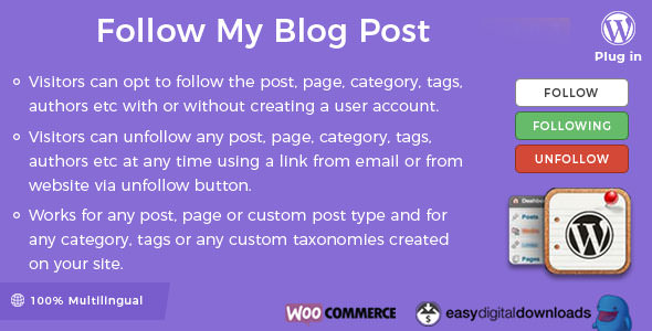 Download Free Follow My Blog Post WordPress Plugin v1.9.1