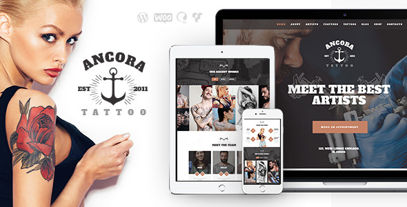 Download Free Ancora v1.1 – Tattoo Salon and Ink Shop WordPress Theme
