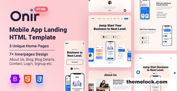 Onir – Mobile App Landing HTML Template