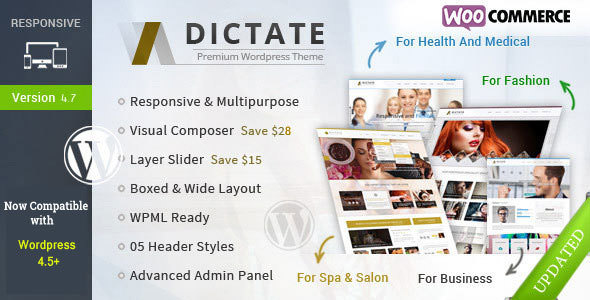 Download Free Dictate v4.8 – Business, Fashion, Medical, Spa WP Theme