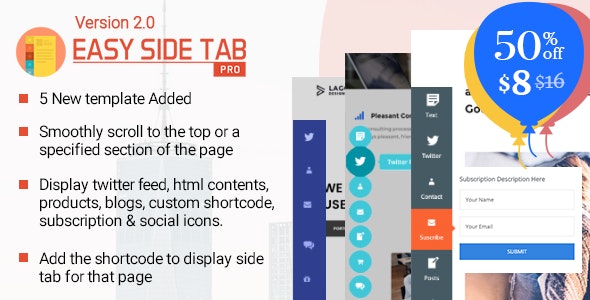 [Free Download] Easy Side Tab Pro v2.0.3 – Responsive Floating Tab Plugin For WordPress