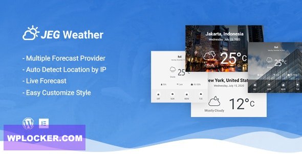 Jeg Weather v1.0.7 – Forecast WordPress Plugin – Add Ons for Elementor and WPBakery Page Builder