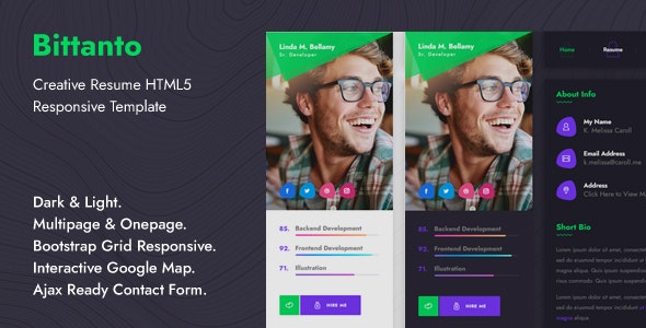 BITTANTO V1.0 – CREATIVE RESUME HTML5 RESPONSIVE TEMPLATE