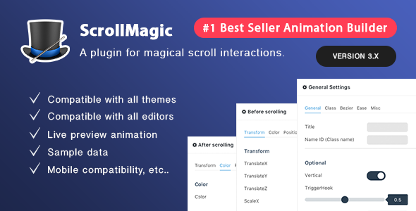 Download Free Scroll Magic v3.3.2 – Scrolling Animation Builder Plugin