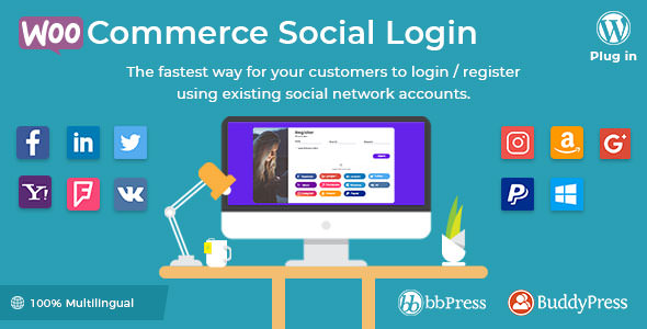 Download Free WooCommerce Social Login v1.7.3 – WordPress plugin