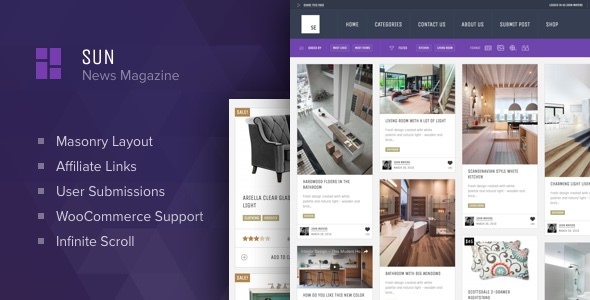 Download Free Sun v2.1 – Grid News Blog with Affiliate links theme