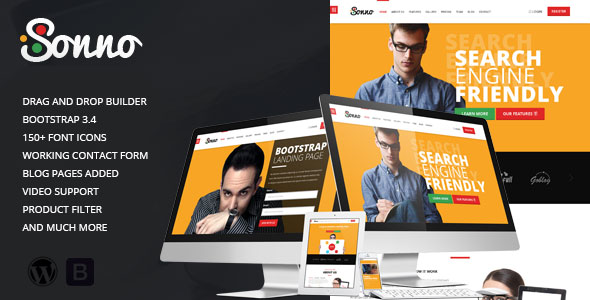 Download Free Sonno v1.1 – Startup Marketing Landing Page WP Theme