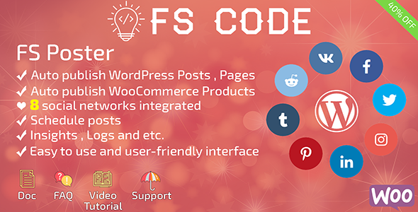 Download Free FS Poster v1.9 – WordPress auto poster & scheduler