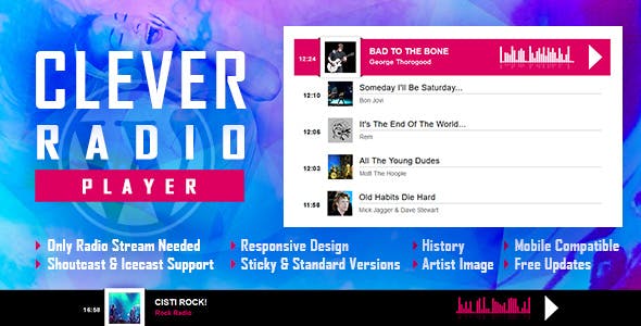 [Free Download] CLEVER v1.4 – HTML5 Radio Player With History – Shoutcast and Icecast – WordPress Plugin