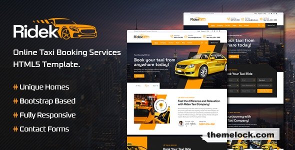 Ridek – Online Taxi Booking Service HTML5 Template