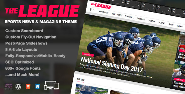 Download Free The League v3.1.0 – Sports News & Magazine WordPress Theme