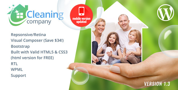 Download Free Cleaning Services v1.3 – WordPress Theme + RTL